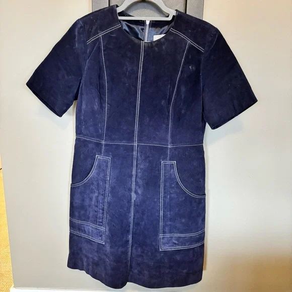 ASOS Suede Blue Mini Dress - size 12 - Picture 1 of 7